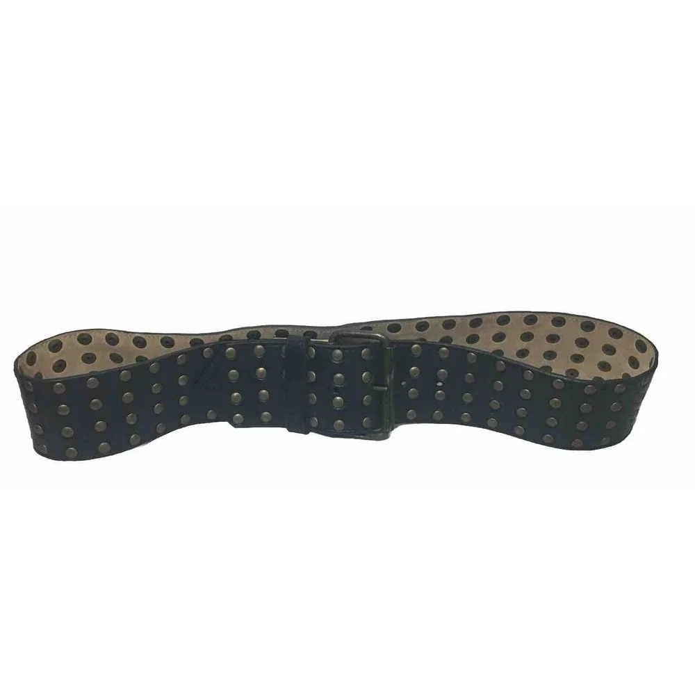 CATHERINE MALANDRINO Brown Brass STUDDED BELT Size M 34